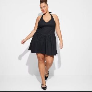 Women's Mini Skater Dress - Wild Fable Black XL: Cotton-Spandex Blend, Halter